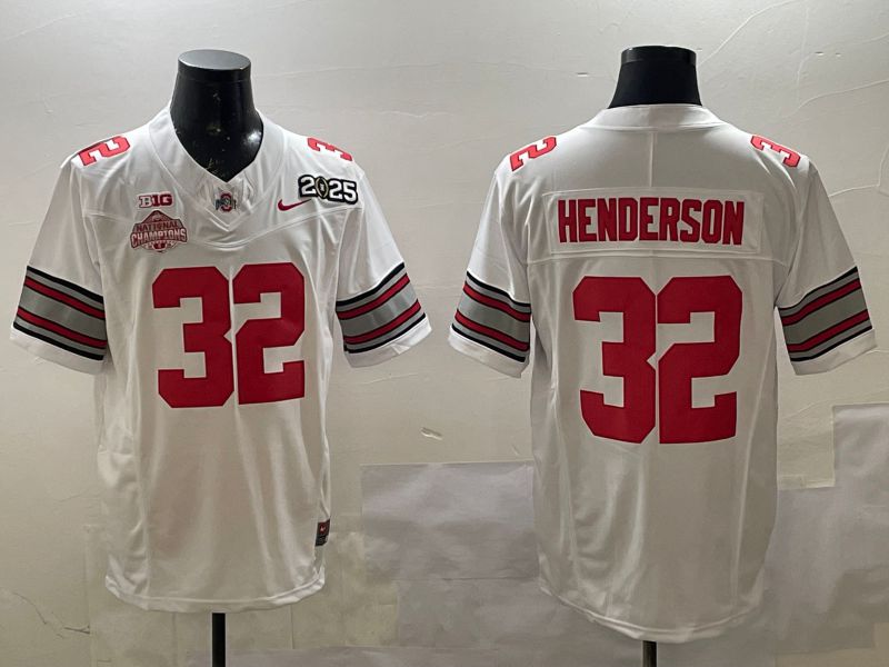 Men Ohio State Buckeyes #32 Henderson White Three generations Nike 2025 NCAA Jersey->texas rangers->MLB Jersey